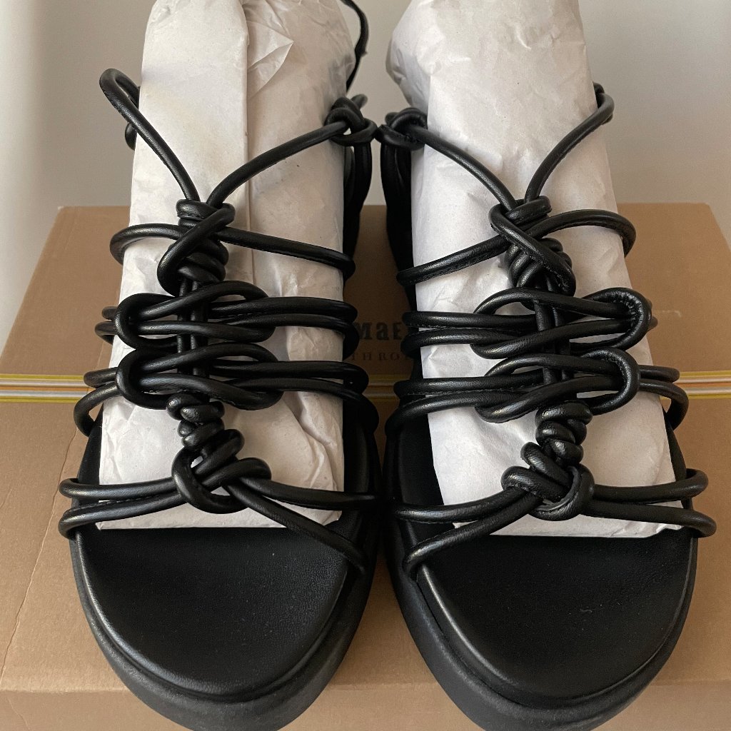Anthropologie Strappy Tubular Platform Sandals By Maeve Black Eur Size 38 Nib